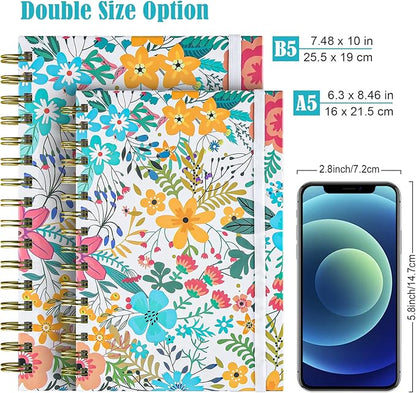 Spiral Notebook, B5 Lined Journal for women, Hardcover Spiral Journal with 2 Pockets, College Ruled Large Notebooks 7.48" x 10", 160 Pages Notebook for Office, School Supplies, Gifts
