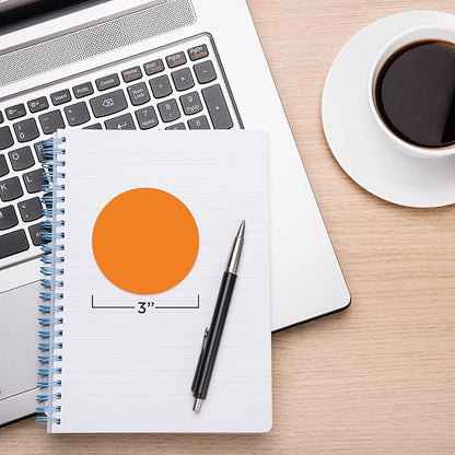 ChromaLabel 3 Inch Round Label Permanent Color Code Dot Stickers, 500 Labels per Roll, Orange