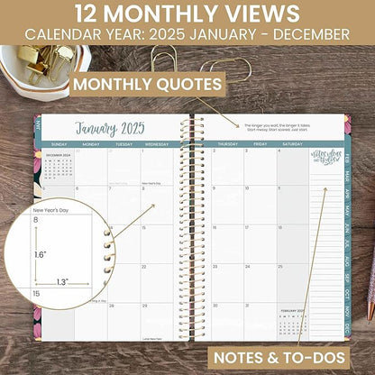 bloom daily planners 2025 Calendar Year Day Planner (January 2025 - December 2025) - 5.5” x 8.25” - Weekly/Monthly Agenda Organizer Book with Stickers & Bookmark - Blooming Wildly