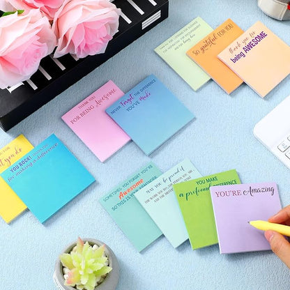 Yinder 24 Pcs Employee Appreciation Sticky Notes Thank You Gifts Bulk Note Pads with Sayings Teacher Gift Mini Pocket Inspirational Notepads for Coworker Office Supply 3 x 3''(Colorful,Thanks)