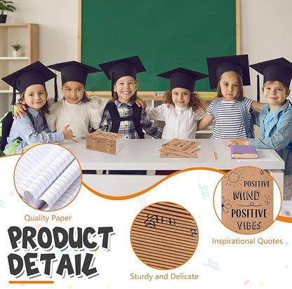 Yeaqee 72 Pcs Motivational Pens Notepads Gifts Set Inspirational Quote Ballpoint Pen Small Notebook Mini Journal Bulk Gifts for Teacher Coworker Gifts Women Office School(Positive)