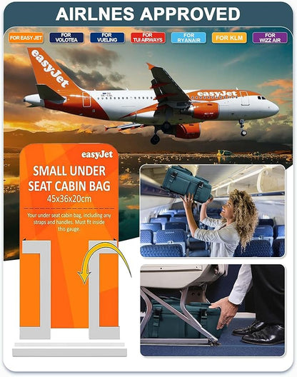 SEAFEW Peacock Blue Travel Backpack for Women,Carry on Backpack Flight Approved,Casual Daypacks Cabin Bagage,Hiking Backpack Lightweight Rucksack(Large)