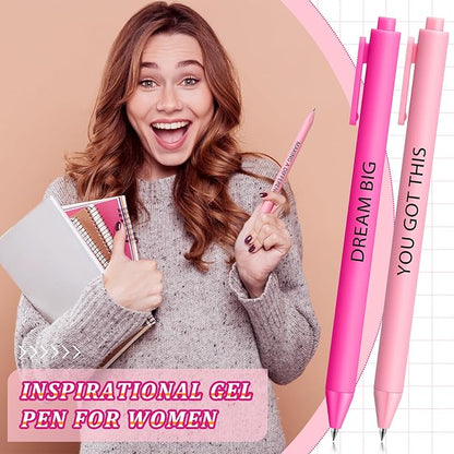 50 Pcs Gel Ink Pens Motivational Inspirational Quote Pen Retractable Rolling Ball Smooth Writing for Coworkers Supplies Office Home(Elegant Color,Boss Lady)