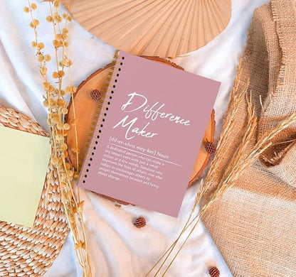 OXW Difference Maker Appreciation Gift, Meeting Notebook for Work, Thank You Gifts for Leader Mentor Manager Boss, Office Supplies Social Worker Notebook, Pink Hardcover Spiral Notebook 5.5 x 8.3