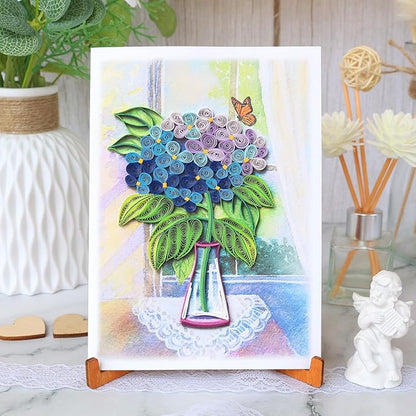 KingKraft Hydrangea Flower Card, Quilling Card, Birthday Card for Women, Anniversary Card for Wife, Valentines Day Card, Mothers Day Card, Thinking of You, Get Well Card for Sister, Daughter