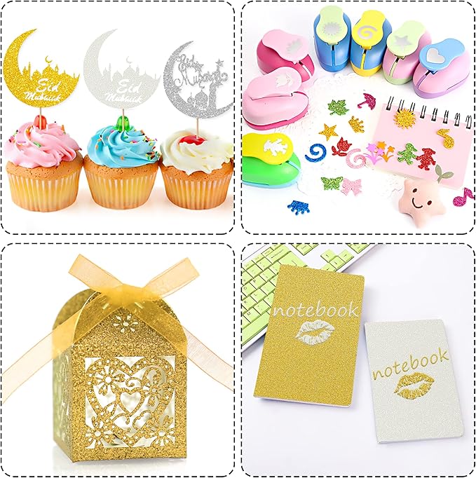 24 Sheets White Glitter Cardstock Paper, A4 Premium Sparkly Paper for Scrapbook, DIY Projects, Party Decoration, Gift Box Wrapping 250GSM/92lb