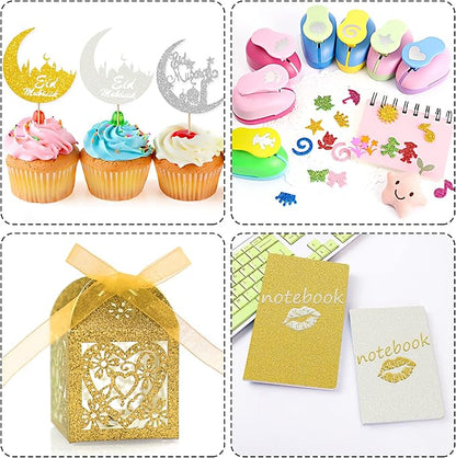 24 Sheets White Glitter Cardstock Paper, A4 Premium Sparkly Paper for Scrapbook, DIY Projects, Party Decoration, Gift Box Wrapping 250GSM/92lb