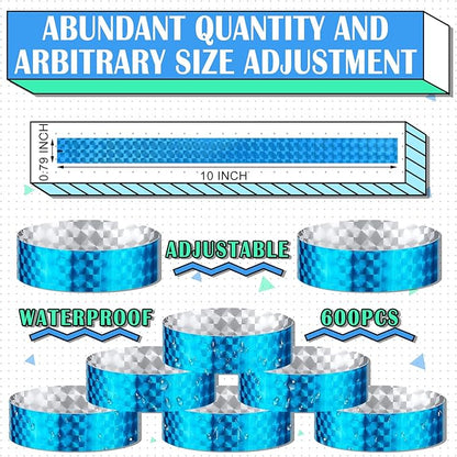 Epakh 600 Pcs Paper Wristbands Neon Wrist Bands Waterproof Handbands for Events Lightweight Concert Wristbands Neon Colored Adhesive Wrist Band for Party