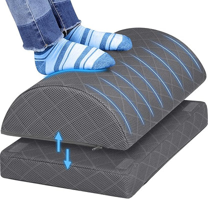 Foot Rest for Under Desk at Work Adjustable Foam for Office and Home, Office Desk Accessories，Comfortable Footrest with 2 Adjustable Heights，Back & Hip Pain Relief (Gray-16.9 in)