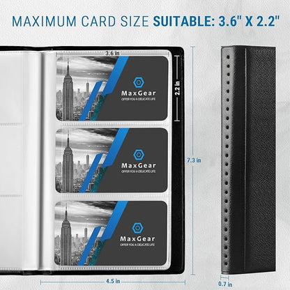 MaxGear Business Card Organizer, 240 Cards Book Portable Business Card Holder for Men & Women, Professional PU Credit Cards Binder File Storage, Black