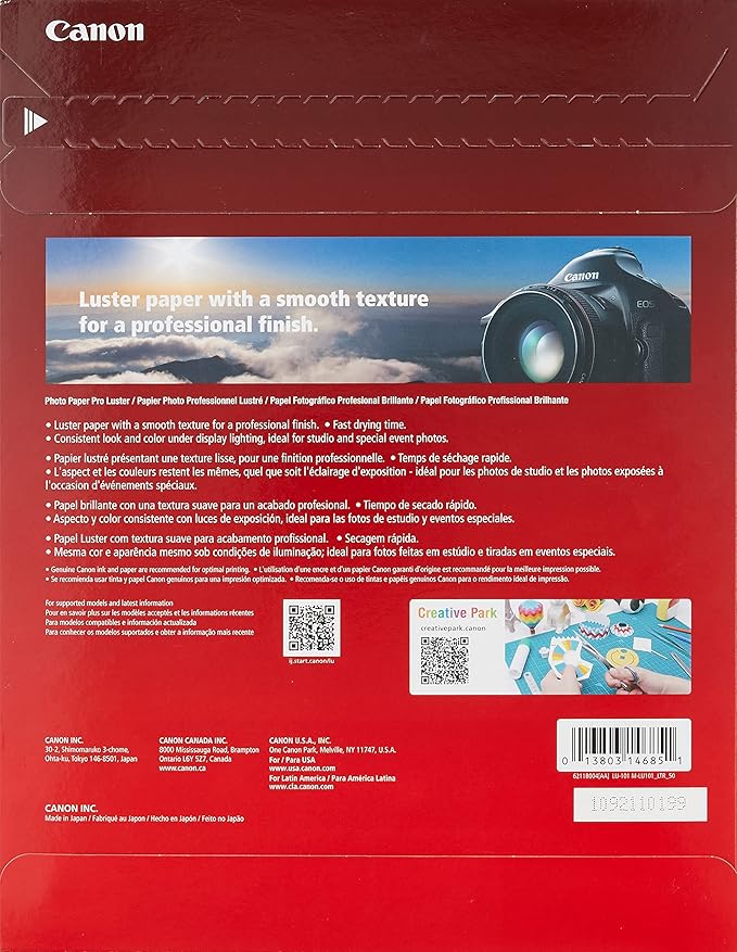 Canon LU-101 LTR(50) Luster Photo Paper Letter, 50 Sheets (LU-101 LTR)