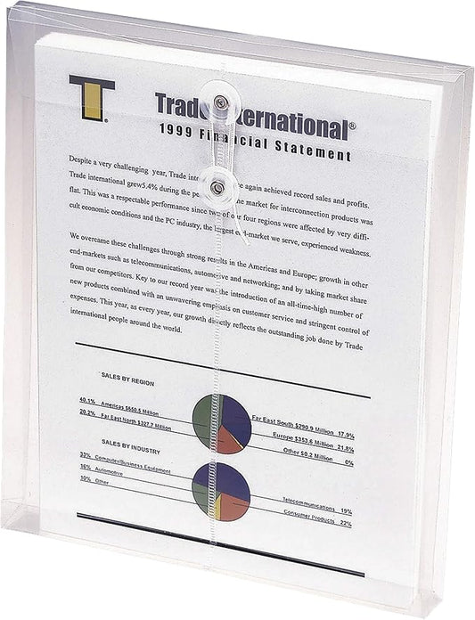 Smead Poly Envelope, 1-1/4" Expansion, String-Tie Closure, Top Load, Letter Size, Clear, 5 per Pack (89540)