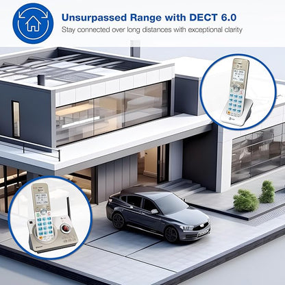 AT&T DL72119 DECT 6.0 Cordless Phone for Home with Bluetooth Connect to Cell, Call Blocking, 1.8" Backlit Screen, Big Buttons, intercom, and Unsurpassed Range