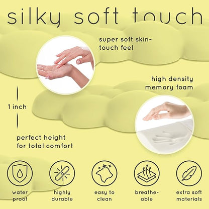 Qloud Cloud Wrist Rest Keyboard Wrist Rest for Computer Keyboard Pad, Cloud Keyboard Wrist Rest, Wrist Pad for Keyboard, Memory Foam, Non Slip Base, Comes with Mouse Pad - Yellow