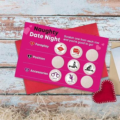 Ogeby Funny Valentines Day Scratch Card for Boyfriend Husband, Naughty Valentines Day Card Gifts for Him Men Couple, Sexy Date Night Scratch Off Card Gifts