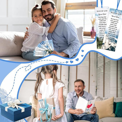 60 Pcs Man of God Bookmark Father's Day Bookmarks Isaiah 40: 31 VBS Exchange Gifts for Kids Adult Church School Classroom Prizes Party Favors