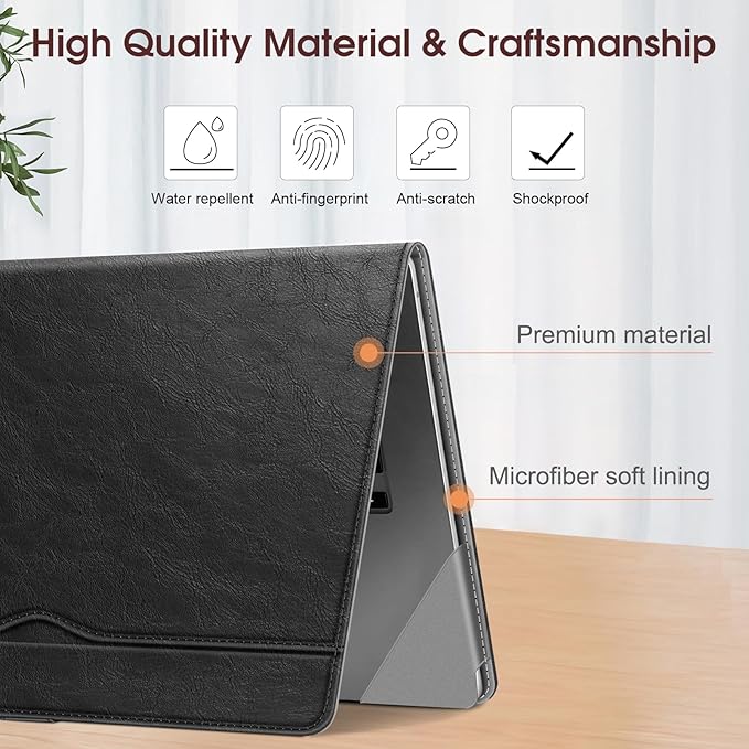 Fintie Sleeve Case for MacBook Air 15 Inch A3114 A2941 (2023 2024 Release), Premium PU Leather Folio Book Cover for MacBook Air 15.3" M2 M3 Chip with Liquid Retina Display and Touch ID, Black