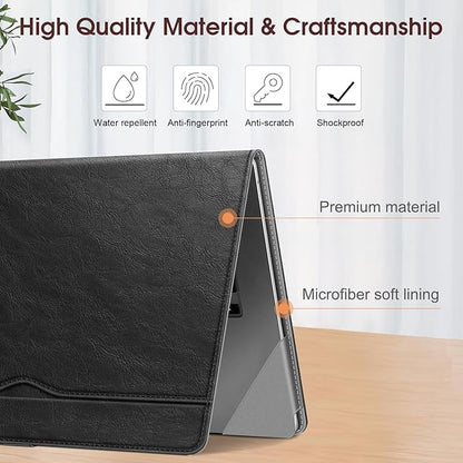 Fintie Sleeve Case for MacBook Air 15 Inch A3114 A2941 (2023 2024 Release), Premium PU Leather Folio Book Cover for MacBook Air 15.3" M2 M3 Chip with Liquid Retina Display and Touch ID, Black