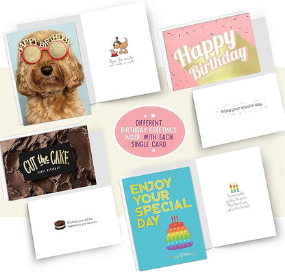 easykart labels 120 Unique Birthday Cards Assortment with Greetings Inside. For Businesses and Individuals, 4x5.5 Inch Assorted Foiling Cards with Envelope with Sealing Stickers