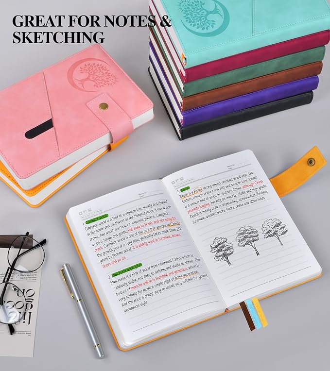 Lined Journal Notebook for Men, A5 Leather Journals for Writing Women, Hardcover Notebooks for Work,School,Note Taking,Travel,Business,Personal daily Diary,200 Page College Ruled (5.9" x 8.4")