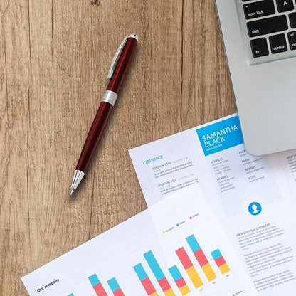 Cambond Ballpoint Pens Red Pens - Black Ink Fancy Pens for Journaling Gift Business Men Police Flight Attendants, Smooth Writing 1.0 mm Medium Point, 3 Pens with 3 Extra Refills (Red)