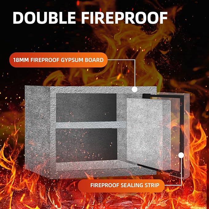 1.2 Cubic Feet Fireproof Safe Box, Fireproof Home Safe for Money, Jewelry, Documents and Valuables W/Digital Keypad,Alarm System,Removable Shelf Safe, Home and Office Use Fireproof Document Box