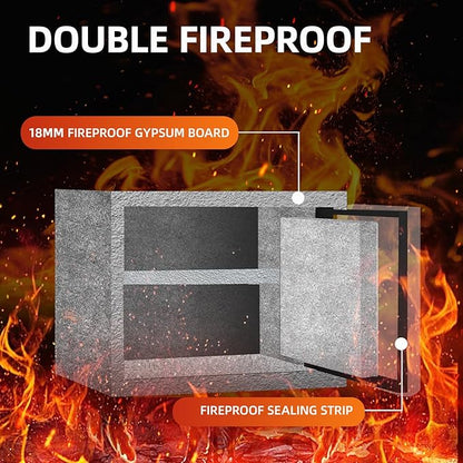 1.2 Cubic Feet Fireproof Safe Box, Fireproof Home Safe for Money, Jewelry, Documents and Valuables W/Digital Keypad,Alarm System,Removable Shelf Safe, Home and Office Use Fireproof Document Box