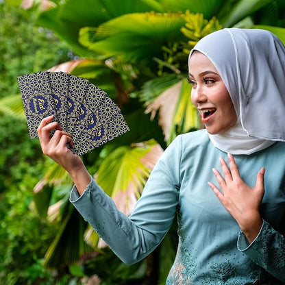 Sinmoe 72 Pcs Eid Al Adha Money Envelopes Bulk 6.7 x 3.2 inch Gold Foil Cash Gift Card Ramadan Lucky Cash Envelope Cash Set for Eid Holiday Currency Celebration Decorations (Blue)