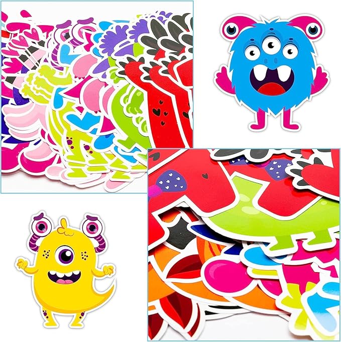BeYumi 45Pcs Monster Cutouts Bulletin Board Decorations Set Colorful Cartoon Wall Decals Stickers DIY Cardstock Paper Cutout for Back to School Classroom School Nursery Bedroom Monster Birthday Party