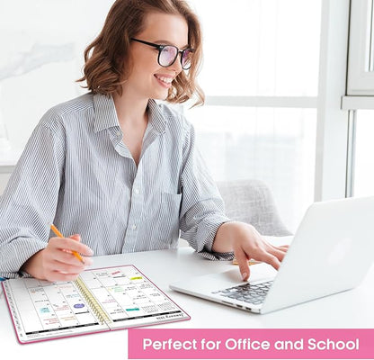 2026 Planner, Weekly and Monthly Calendar Planner, January 2026 - December 2026, Hardcover 2026 Calendar Planner Book with Tabs For Women & Men, Inner Pocket, Spiral Bound, Perfect for Office Home School Supplies - A5 (6.3" x 8.5"), Berry Pink