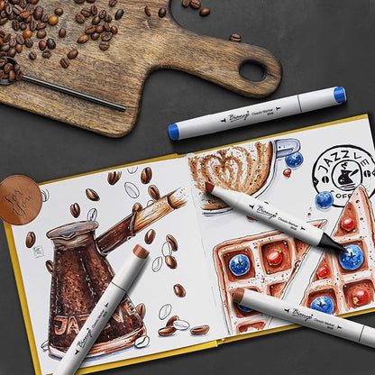 Bianyo 72 Colors Alcohol Markers Set, Dual Tip Art Markers with Bullet & Chisel Tips, Black Case with Customizable Card – Ideal for Coloring, Drawing, and Sketching as Thanksgiving & Christmas Gifts