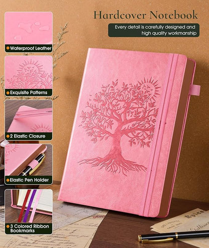 Vintage Leather Journal with 300 Numbered Pages,B5 Lined Journal for Men Women,Daily Journals for Writing,College Ruled Notebook for Work,School,Note taking,Travel Diary,Large (7" x 10")