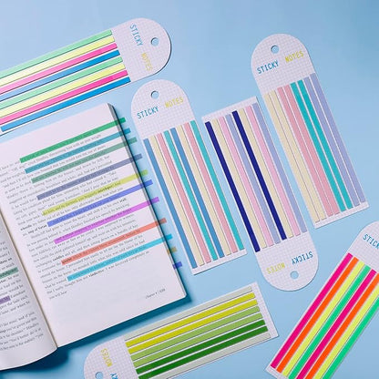 HAUTOCO 960PCS Highlighter Tape for Books, 6 Sheets Long Sticky Notes Tabs for Annotating Books, Transparent Highlighter Strips Index Flags Page Markers for Aesthetic Office School Study Supplies