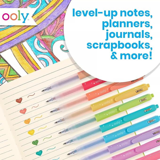 Ooly Oh My Glitter Gel Pens - Easter Activities for Kids, Set of 4 Cute School and Art Supplies for Girls, Planner Pen with Comfort Grip, Ideal Retractable Glitter Pens for Decorations & Office Use