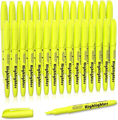 Shuttle Art Yellow Highlighters, 30 Pack Highlighters Bright Colors, Chisel Tip Dry-Quickly Non-Toxic Highlighter markers for Adults Kids Highlighting in Home School Office