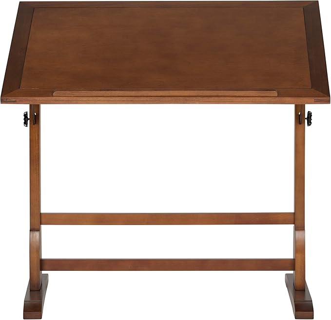 Studio Designs Vintage Drafting Table - Antique Design Solid Wood Drafting Table with Built-In Pencil Groove and Pencil Ledge - Angle Adjustable Work Surface