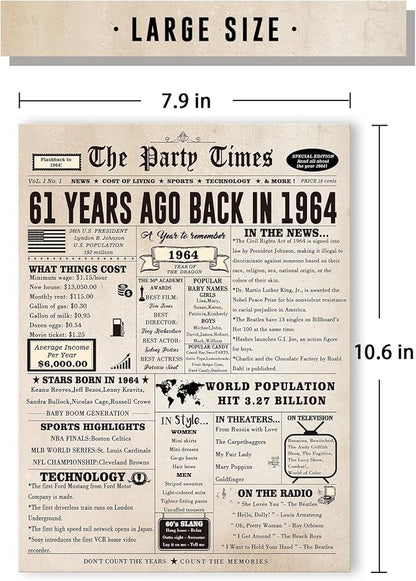 61st Birthday Card Gifts for Women Men, Retro Birthday Gifts Cards for 61 Year Old Mom Dad Husband Wife. 61 Bday Decorations Ideas