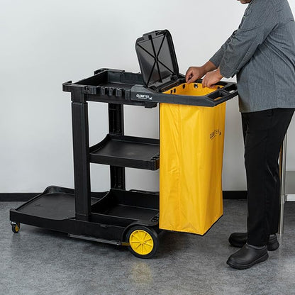 Restaurantware-Janitor CART Bag ONLY: Clean Tek Professional 16.93 x 10.63 x 29.53 Inch Janitorial Cart Bag, 1 Heavy-Duty Bag - Janitor Cart Sold Separately, Durable, Yellow Plastic Replacement Bag