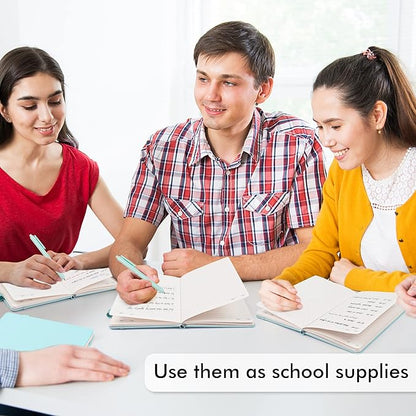 feela 12 Pack Notebooks Journals Bulk, Hardcover Notebook Classic Ruled Lined Journals with Pen Holder for Women Girls School Business Supplies, with 12 Black Pens, 120 GSM, 5.1”x8.3”, A5, Sky Blue