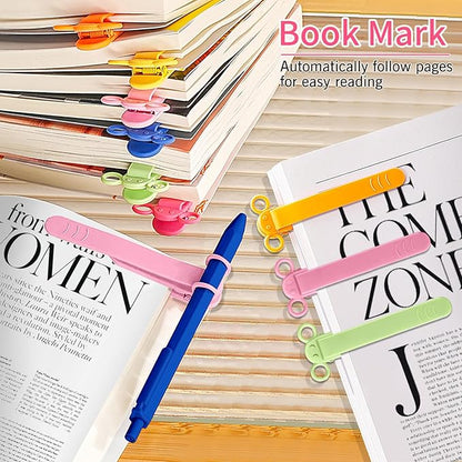 3pcs Page Bookmarks for Reading, Automatic Book Marks Tailored for Book Enthusiasts, Unique and Cute Book Page Holder Markers Clip Reading Accessories Gifts（Green Pink Orange）
