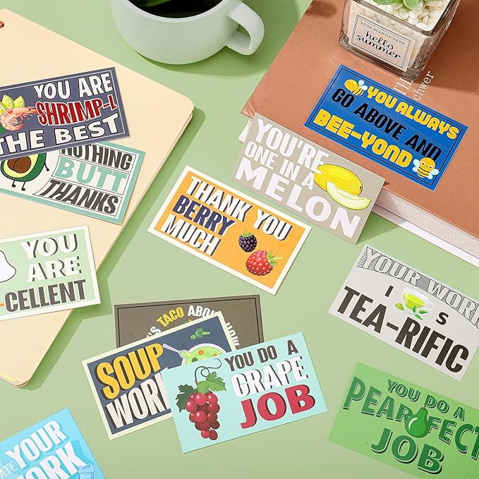 Yeaqee 240 Pcs Employee Appreciation Kudos Cards Funny Blank Back Motivational Card Encouragement Thank You Note Recognition Card for Teacher College Affirmation Gift(Funny)