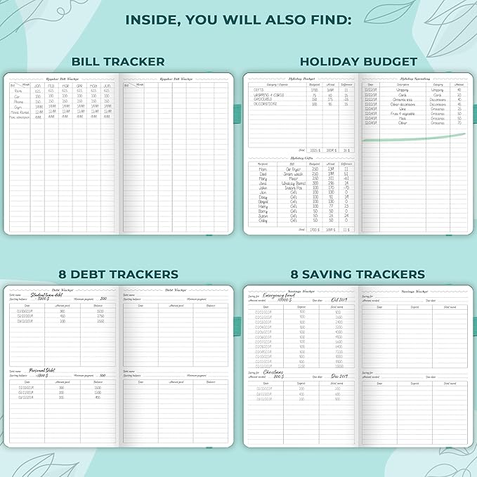 GoGirl Budget Planner – Monthly Financial Planner Organizer Budget Book. Expense Tracker Notebook Journal to Control Money, Compact (Turquoise)