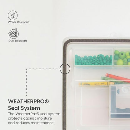 IRIS USA File Box WeatherPro Portable File Organizer Plastic File Box for Letter File w/ Organizer-Lid, Durable Lid and Seal w/ Secure Latching Buckles, Stackable and Nestable, Pearl 19 Qt. 1 Pack