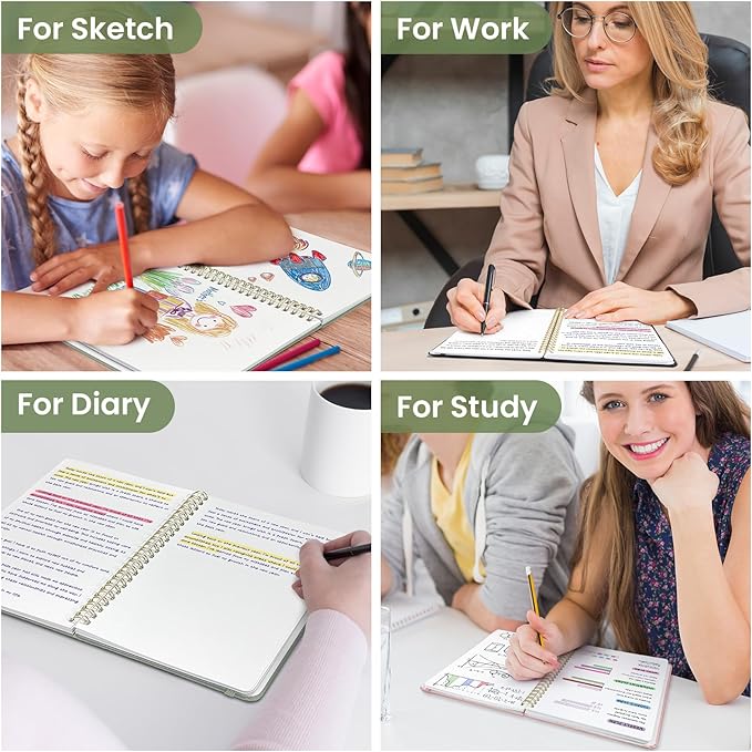 Taja Blank Spiral Journal Notebook for Women & Men, 140 Pages, Sketch Book, Plain Notebook for Drawing & Sketching, Journals for Creative Writing, A5(6"x8") - Green