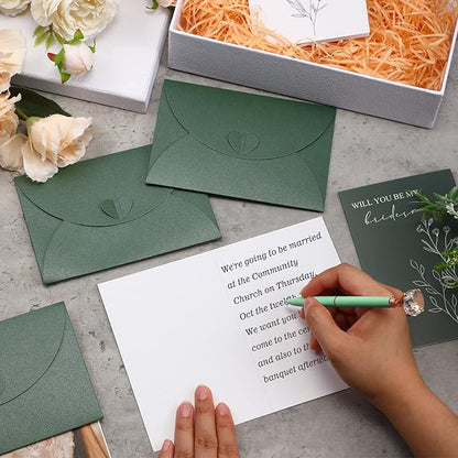 Spakon 16 Pcs Will You Be My Bridesmaid Cards with Envelopes Watercolor Greenery Floral Bridal Proposal Maid of Honor Matron of Honor Invited Favor for Bridal Shower Wedding (Leaves, Flowers)