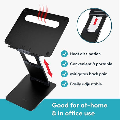 Ergonomic Laptop Stand For Desk, Adjustable Height Up To 20", Laptop Riser Computer Stand For Laptop, Portable Laptop Stands, Fits All MacBook, Laptops 10 15 17 Inches, Pulpit Laptop Holder Desk Stand