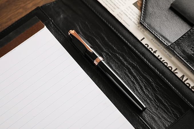 Personalized Leather Portfolio for Lefty, Engraved Leather Notepad Portfolio Binder, Custom Leather Legal Pad Padfolio, Christmas Gift for His/Her (Notepad, Black-Custom)