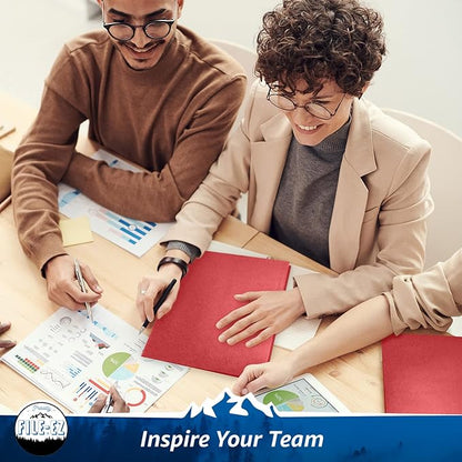 FILE-EZ Two-Pocket Folders, Red, 125-Pack, Textured Paper, Letter Size (EZ-32458)