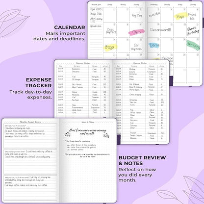 GoGirl Budget Planner – Monthly Financial Planner Organizer Budget Book. Expense Tracker Notebook Journal to Control Money, Compact (Purple)