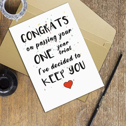 Ziwenhu 1 Year Anniversary for Boyfriend Gifts, Funny Anniversary Card for Boyfriend, Humorous One Year Anniversary Card for Girlfriend